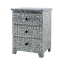 Artekko Ivory Συρταριέρα Κομοδίνο MDF Capiz Ασπρόμαυρο (45x35x61)cm
