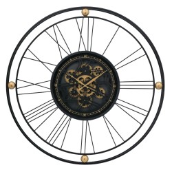 Artekko Clock Ρολόι Επιτραπέζιο με Μηχανισμό Μέταλλο Γυαλί Μαύρο Χρυσό (80x80x8)cm