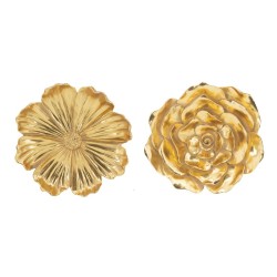 Artekko Flower Διακοσμητικό Επιτοίχιο Λουλούδι Ρητίνης Χρυσό Σετ/2 (25.5x3.5x25.5)cm