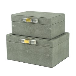 Artekko Lisa Κοσμηματοθήκη/Κουτί Διακοσμητικό MDF/Τεχνόδερμα Γκρι (27.5x23x13.5)cm Σετ/2