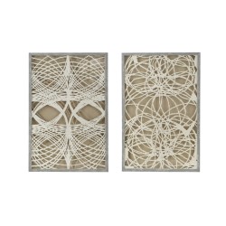 Artekko Mosaic Μπεζ Πίνακες με Χάρτινη Τεχνοτροπία σε Κορνίζα (60x90x3)cm 2pcs