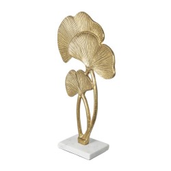 ARTEKKO Διακοσμητικό Γλυπτό (35.6x19x7.6)cm με Φύλλα Χρυσού με Τετράγωνη Μαρμάρινη Βάση