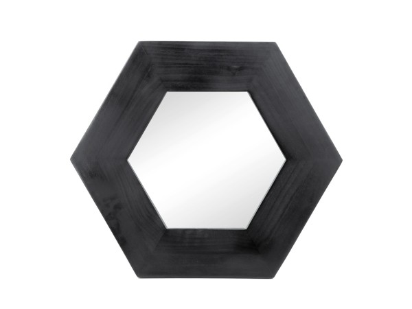 Artekko Mirror Καθρέφτης Τοίχου από Ξύλο Teak MDF Μαυρό (47x47x1.9)cm