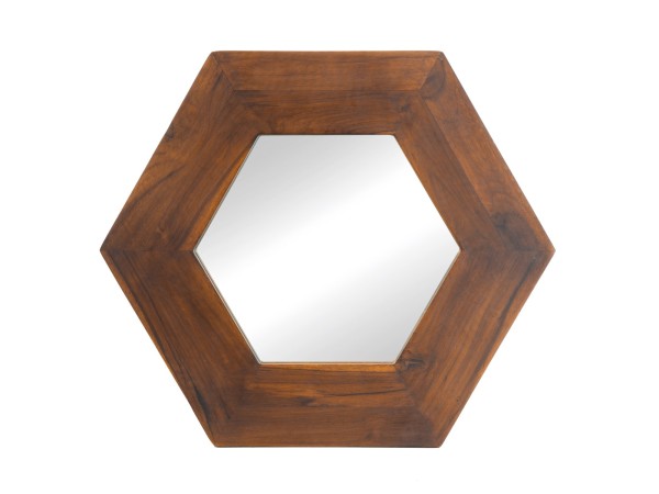 Artekko Mirror Καθρέφτης Τοίχου από Ξύλο Teak MDF Καφέ (47x47x1.9)cm