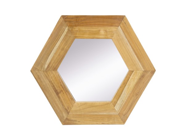 Artekko Mirror Καθρέφτης Τοίχου από Ξύλο Teak MDF Φυσική Απόχρωση (47x47x1.9)cm