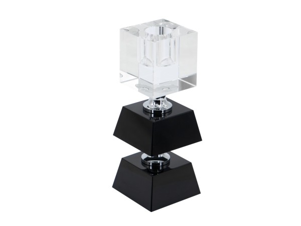 Artekko Taper Κηροπήγιο Γυαλί Διάφανο Μαύρο (6x6x15)cm