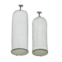 Artekko Cloche Διακοσμητικά Φανάρια με Σύρμα/Μέταλλο Γκρι (33x33x90)cm Σετ/2