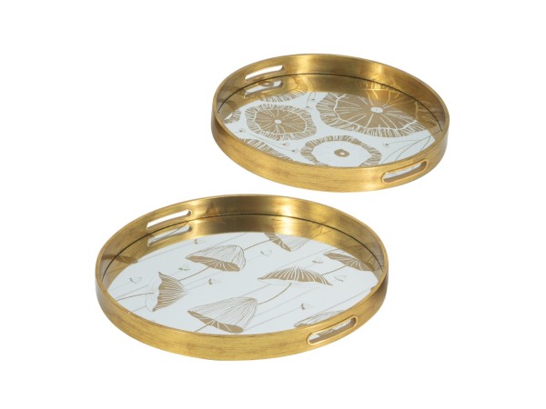 Artekko Tray Διακοσμητικός Δίσκος Στρογγυλός Πλαστικό/Γυαλί Χρυσό (45x45x4)cm Σετ/2 Artekko Tray Διακοσμητικός Δίσκος Στρογγυλός Πλαστικό/Γυαλί Χρυσό (45x45x4)cm Σετ/2