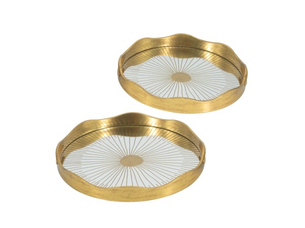 Artekko Tray Διακοσμητικός Δίσκος Στρογγυλός Πλαστικό/Γυαλί Χρυσό (40x40x5)cm Σετ/2 Artekko Tray Διακοσμητικός Δίσκος Στρογγυλός Πλαστικό/Γυαλί Χρυσό (40x40x5)cm Σετ/2