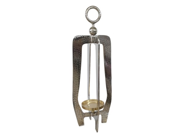 Artekko Lantern Διακοσμητικό Φανάρι Μεταλλικό Ασημί (20.3x20.3x58.4)cm