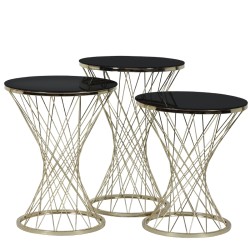 Artekko Creuk Μεταλλικά Τραπεζάκια Ζιγκόν 3pcs (42x42x65)cm