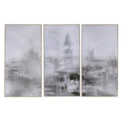 Artekko Foggy City Διακοσμητικοί Πίνακες Καμβάς Ξύλο (89.9x4.6x184.9)cm Σετ/3