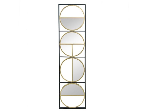 Artekko Kreigsu Καθρέπτης Τοίχου Μακρόστενος Μεταλλικός Κύκλοι Χρυσοί (120x31x2)cm