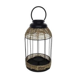 Artekko Lantern Διακοσμητικό Φανάρι Μέταλλο Ρατάν Μαύρο (24x24x43)cm