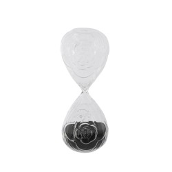 Artekko Hourglass Γυάλινη Κλεψύδρα με Ανάγλυφο Τριαντάφυλλο και Μαύρη Άμμο (8.6x8.6x20.4)cm