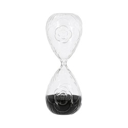 Artekko Hourglass Γυάλινη Κλεψύδρα με Ανάγλυφο Τριαντάφυλλο και Μαύρη Άμμο (9.8x9.8x25.4)cm