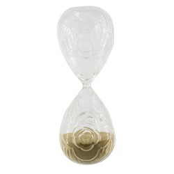 Artekko Hourglass Γυάλινη Κλεψύδρα με Ανάγλυφο Τριαντάφυλλο και Μπεζ Άμμο (9.8x9.8x25.4)cm