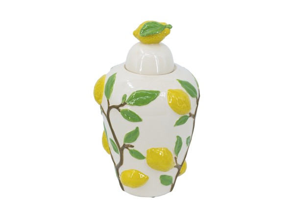 Artekko Lemon Εκρού Κεραμικό Βάζο Δοχείο με Καπάκι και Λεμόνια (22x22x37.5)cm Artekko Lemon Εκρού Κεραμικό Βάζο Δοχείο με Καπάκι και Λεμόνια (22x22x37.5)cm