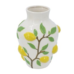 Artekko Lemon Εκρού Κεραμικό Βάζο με Λεμόνια (22.8x22.8x32)cm