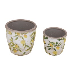 Artekko Lemon Λευκά Κεραμικά Κασπώ με Λεμόνια (16x16x15.5)cm 2pcs