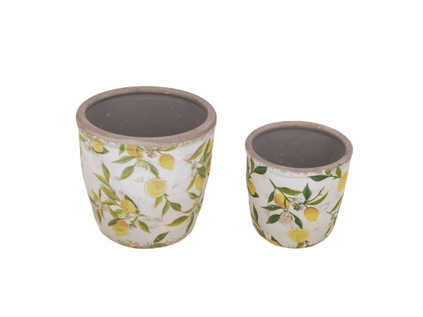 Artekko Lemon Λευκά Κεραμικά Κασπώ με Λεμόνια (16x16x15.5)cm 2pcs Artekko Lemon Λευκά Κεραμικά Κασπώ με Λεμόνια (16x16x15.5)cm 2pcs