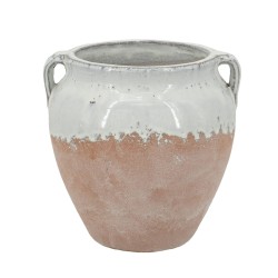 Artekko Candia Βάζο από Τερακότα σε Λευκό με Μπεζ (20x19x19)cm