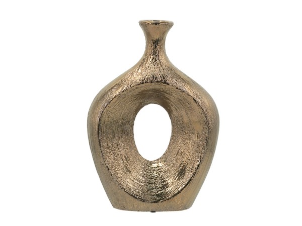 Artekko Lidded Μπρονζέ Κεραμικό Βάζο (23x8x33.5)cm