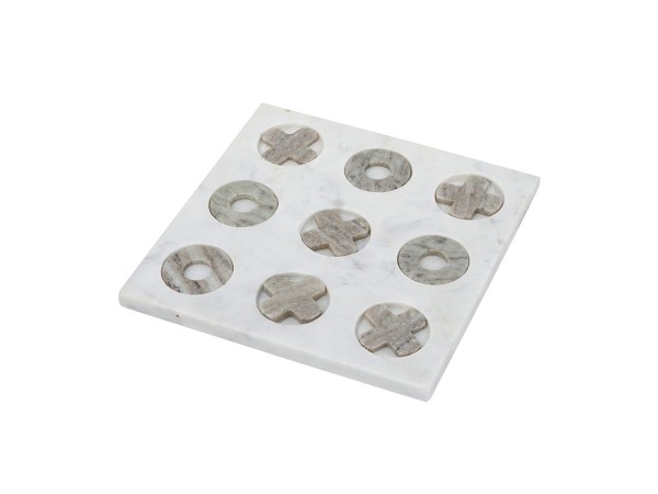 Artekko Tic Tac Toe Γκρι Μαρμάρινη Διακοσμητική Τρίλιζα σε Λευκή Βάση (23x23x1.5)cm