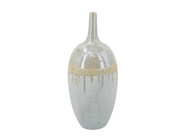 Artekko Glazed Μπεζ Κεραμικό Βάζο (18.5x18.5x44)cm