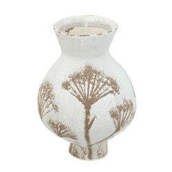 Artekko Antique Λευκό Κεραμικό Βάζο με Καφέ Λεπτομέρειες (20x20x28.5)cm
