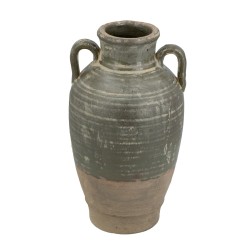 Artekko Antique Βάζο από Τερακότα σε Πράσινη με Μπεζ Αποχρώση (22x22x40)cm