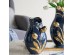 Artekko Glazed Μπλε Κεραμικό Βάζο με Χρυσές Λεπτομέρειες (19x19x28.5)cm