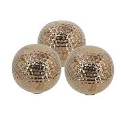 Artekko Lidded Μπρονζέ Κεραμικές Διακοσμητικές Σφαίρες (10x10x9)cm 3pcs