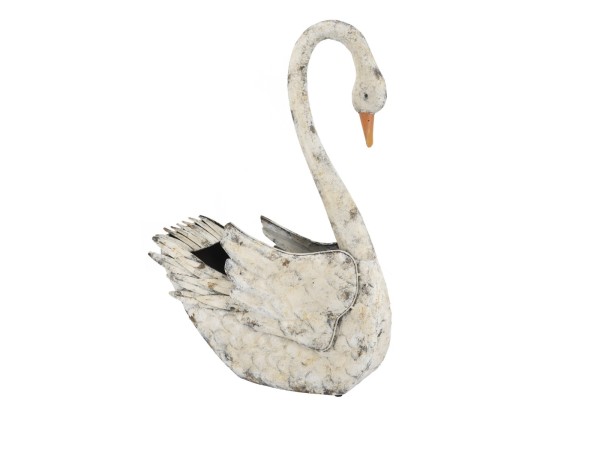 Artekko Swan Μεταλλικό Κασπώ Κύκνος σε Λευκή Πατίνα (50x21.5x75)cm