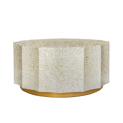 Artekko Ivory Εκρού Τραπέζι Σαλονιού από MDF και Capiz (90x90x40)cm