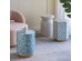Artekko Ivory Βοηθητικό Τραπέζι Σκαμπό από MDF και Capiz σε Λευκό με Μπλε (38x33x47)cm Artekko Ivory Βοηθητικό Τραπέζι Σκαμπό από MDF και Capiz σε Λευκό με Μπλε (38x33x47)cm