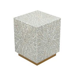 Artekko Ivory Γκρι Βοηθητικό Τραπέζι Σκαμπό από MDF και Capiz (35x35x45)cm