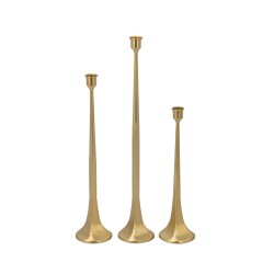 Artekko Nail Χρυσά Μεταλλικά Κηροπήγια (8.9x8.9x47)cm (8.9x8.9x38)cm (8.9x8.9x30.5)cm 3pcs