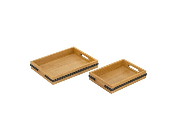 Artekko Gaia Καφέ Ξύλινοι Δίσκοι (35.5x28x5)cm (29.2x21.6x5)cm 2pcs