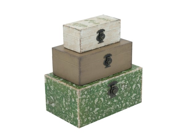 Artekko Box Πολύχρωμα MDF Διακοσμητικά Κουτιά Κοσμηματοθήκες (19x31x14)cm 3pcs