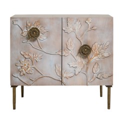 Artekko Siena Καφέ Ξύλινος Μπουφές με Λουλούδια (83.8x40.6x76.2)cm
