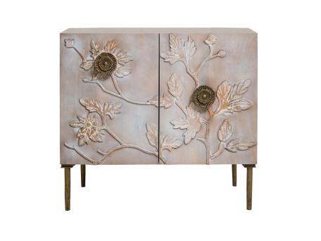 Artekko Siena Καφέ Ξύλινος Μπουφές με Λουλούδια (83.8x40.6x76.2)cm