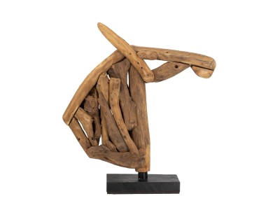 Artekko Woody Καφέ Διακοσμητικό Γλυπτό Άλογο από Ξύλο Teak (65x13x73)cm