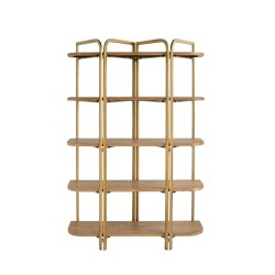 Artekko Lume Καφέ MDF Ραφιέρα με Χρυσό Μεταλλικό Σκελετό (121.5x40x179)cm