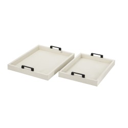Artekko Lisa Λευκοί MDF Διακοσμητικοί Δίσκοι με Τεχνόδερμα (45.72x35.56x6.35)cm (39.37x30.48x6.35)cm 2pcs