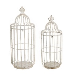 Artekko Lantern Μεταλλικά Φανάρια Κλουβιά σε Λευκή Πατίνα (26.7x26.7x67.3)cm (22.9x22.9x57.1)cm 2pcs