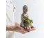 Artekko Buddha Διακοσμητικός Βούδας με Φυτό Τσιμεντένιο Χρυσό Σετ/2 (16.9x11.1x18.6)cm
