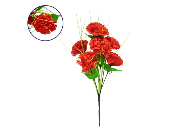 09073 Τεχνητό Φυτό Διακοσμητικό Μπουκέτο Κόκκινο M20cm x Υ35cm Π20cm με 7 X Γαρύφαλλα