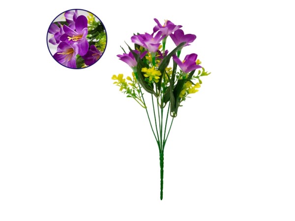 09084 Τεχνητό Φυτό Διακοσμητικό Μπουκέτο Rain Lily Μωβ M15cm x Υ33cm Π15cm με 7 Κλαδάκια