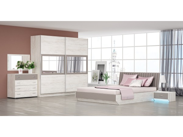Σετ κρεβατοκάμαρας Modena oak blanco/dark cappuccino 160x200 DIOMMI 33-112 Σετ κρεβατοκάμαρας Modena oak blanco/dark cappuccino 160x200 DIOMMI 33-112